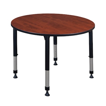 Kee Round Classroom Tables, 48 W, 48 L, 23-34 H, Wood, Metal, Cherry TB48RNDCHAPBK